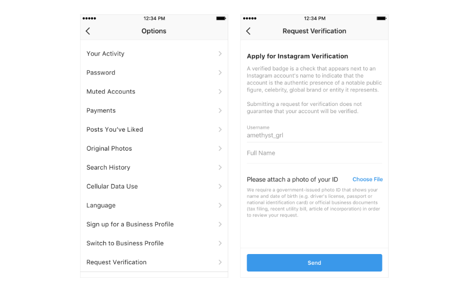 Instagram lance une procédure de demande de certification de compte