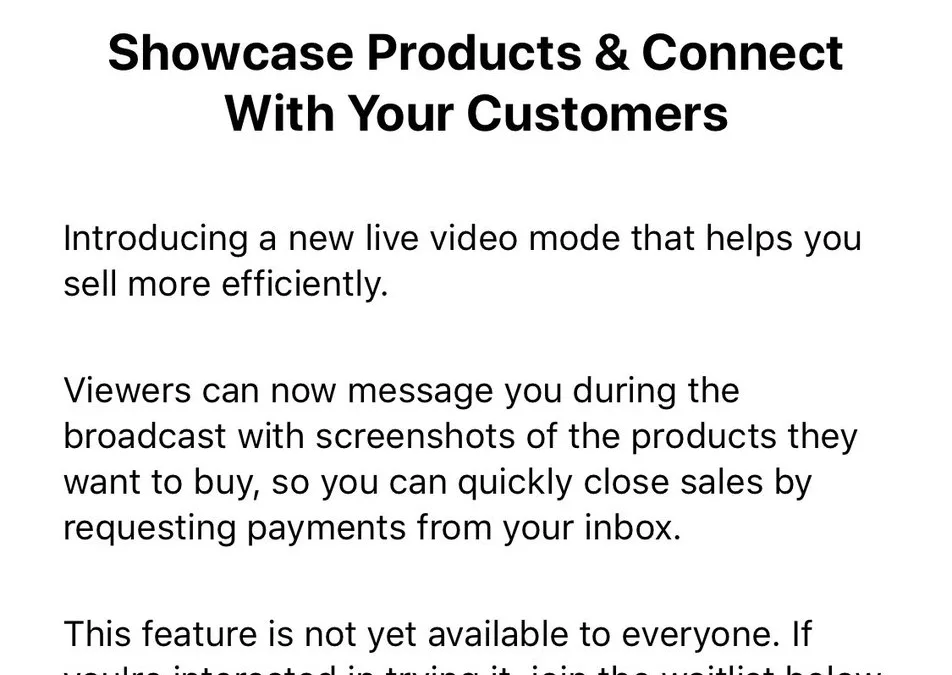 Facebook teste « Live Video Mode for Sellers »