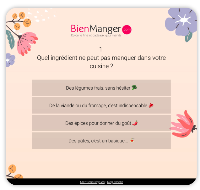Bien Manger - quiz gamification e-commerce