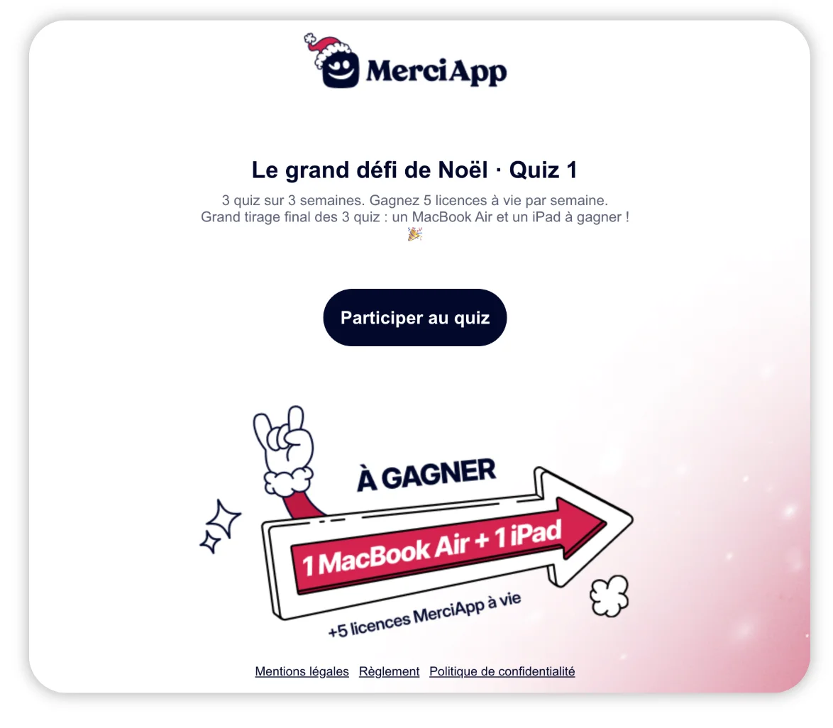 merciapp chronoquiz - campagne marketing noël